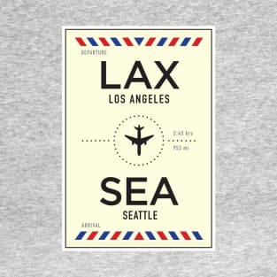 LAX to SEA Airport / Los Angeles to Seattle T-Shirt